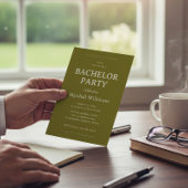 Invitation Chic Olive Green Groom's Party Invite QR Code RSVP