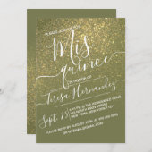 Invitation Chic Olive Green Sparkly Parties scintillant Ombre (Devant / Derrière)