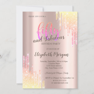 Invitation Chic ombre gouttes de paillettes Rose Gold 50e ann