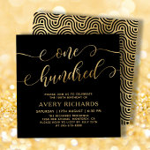 Invitation Chic One Hundred Script Black Gold 100e anniversai