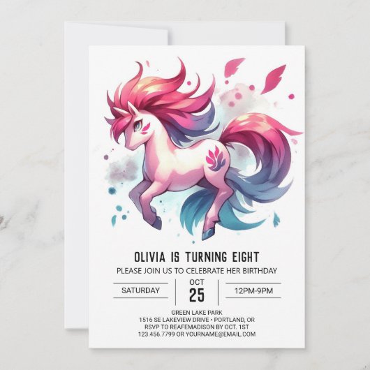 Invitation Chic Online Horse Anniversaire (Devant)