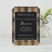 Invitation Chic Or Bronze Noir Serpent Peau (Debout devant)