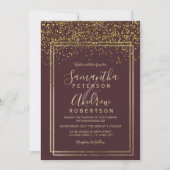 Invitation Chic or confetti bordeaux mariage frontière (Devant)