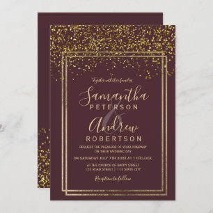 Invitation Chic or confetti bordeaux mariage frontière