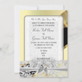 Invitation Chic or élégant en dentelle blanche mariage monogr (Devant)