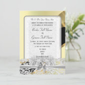 Invitation Chic or élégant en dentelle blanche mariage monogr (Debout devant)