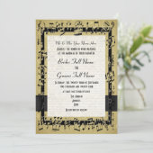 Invitation Chic or élégant feuille de musique mariage (Debout devant)