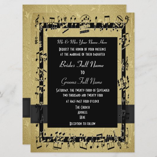 Invitation Chic or élégant mariage (Devant / Derrière)