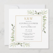 Invitation Chic or Monogramme Verdure Couples Carré douche (Devant)