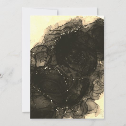 Invitation Chic or noir gouttes parties scintillant monogramm (Dos)