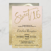Invitation Chic or parties scintillant chic script blush Swee (Devant / Derrière)