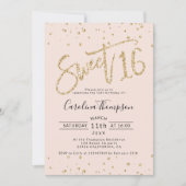 Invitation Chic or parties scintillant confetti blush Sweet 1 (Devant)