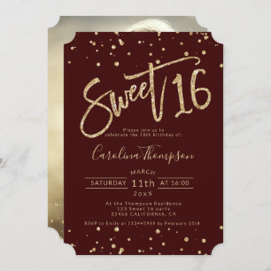 Invitation Chic or parties scintillant confetti burgundy Swee