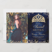 Invitation Chic or parties scintillant marine bleu photo tiar (Devant)