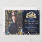 Invitation Chic or parties scintillant marine photo tiara Qui (Devant)