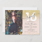 Invitation Chic or parties scintillant ombre photo blush Swee (Devant)