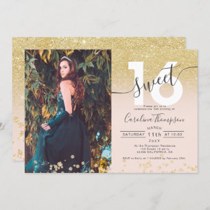 Invitation Chic or parties scintillant ombre photo blush Swee