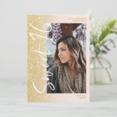 Invitation Chic or parties scintillant ombre script 4 photos (Debout devant)