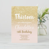 Invitation Chic or parties scintillant ombre script treize An (Debout devant)