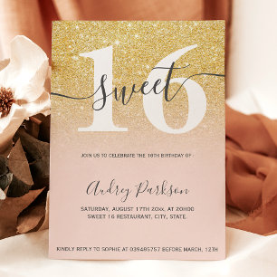 Invitation Chic or parties scintillant rousse rose girly Swee