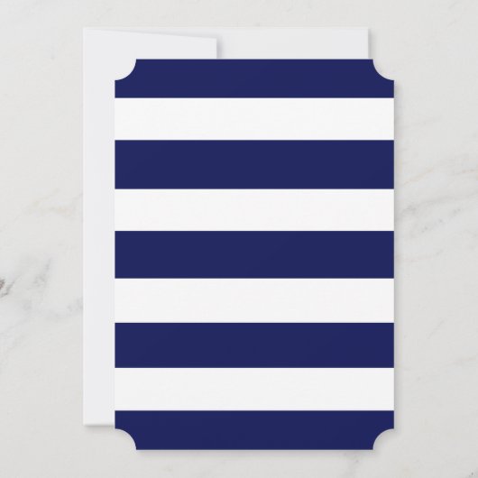 Invitation Chic Or | Rayure Bleue Gras Épargnez la Date (Dos)