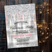 Invitation Chic or rose argent pailleté qui dégouline Noël