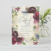 Invitation Chic or Rose d'aquarelle couleur  Floral Mariage (Debout devant)