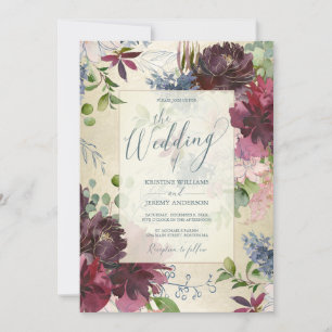 Invitation Chic or Rose d'aquarelle couleur Floral Mariage