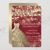 Invitation Chic or rouge Chaîne lumières parties scintillant  (Devant / Derrière)