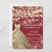 Invitation Chic or rouge Chaîne lumières parties scintillant  (Devant)