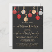 Invitation Chic or rouge Parties scintillant argent ornements (Devant)