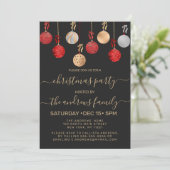 Invitation Chic or rouge Parties scintillant argent ornements (Debout devant)