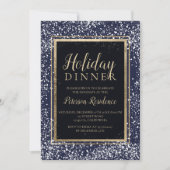 Invitation Chic or typographie neige fête de fête marine (Devant)