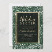 Invitation Chic or typographie neige fête de vacances vert (Devant)