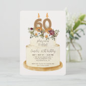 Invitation Chic Orange Automne 60e anniversaire gâteau (Debout devant)