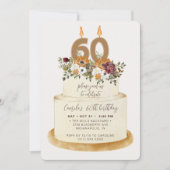 Invitation Chic Orange Automne 60e anniversaire gâteau (Devant)