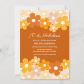 Invitation Chic Orange Fleur Jaune 70 Fabuleux Anniversaire (Devant)