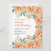Invitation Chic Orange Peony Rustique Floral Verdure Annivers (Devant)
