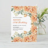Invitation Chic Orange Peony Rustique Floral Verdure Annivers (Debout devant)