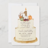 Invitation Chic Orange Petit Citrouille Premier Anniversaire (Devant)