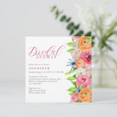 Invitation Chic Orange Rose Floral Fête des mariées Frontière (Debout devant)