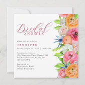 Invitation Chic Orange Rose Floral Fête des mariées Frontière (Devant)