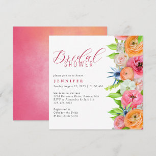 Invitation Chic Orange Rose Floral Fête des mariées Frontière
