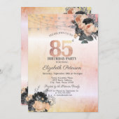 Invitation Chic Orange Rose Lights 85e anniversaire (Devant / Derrière)