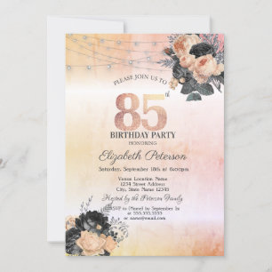 Invitation Chic Orange Rose Lights 85e anniversaire