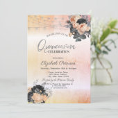 Invitation Chic orange Rose lumières à cordes Quinceanera (Debout devant)