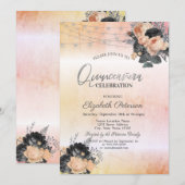 Invitation Chic orange Rose lumières à cordes Quinceanera (Devant / Derrière)