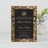 Invitation Chic Oriental Noir musulman mariage musulman (Debout devant)