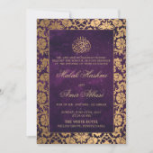 Invitation Chic Oriental Oriental violet islamique mariage mu (Devant)