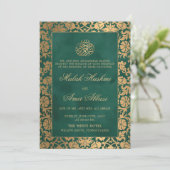 Invitation Chic Oriental Vert Oriental Islamique mariage musu (Debout devant)